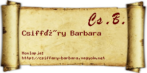 Csiffáry Barbara névjegykártya